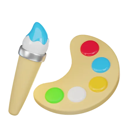 Paintbrush And Pallte 3D Icon