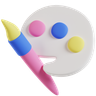 paint brush with color palette 3d logo