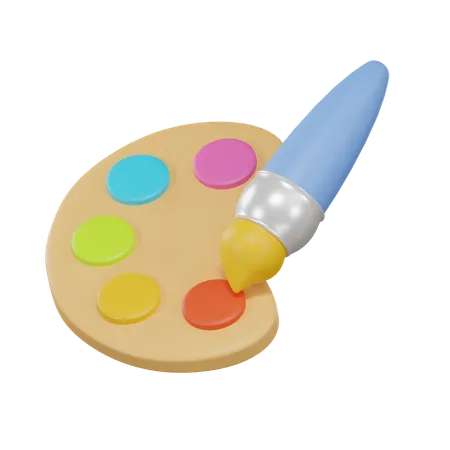 Color Palette Paint Brush 3 D Icon 3D Icon