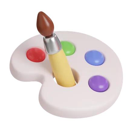 Color Palette And Paintbrush Icons Minimal 3 D Illustration School Education 3D Icon