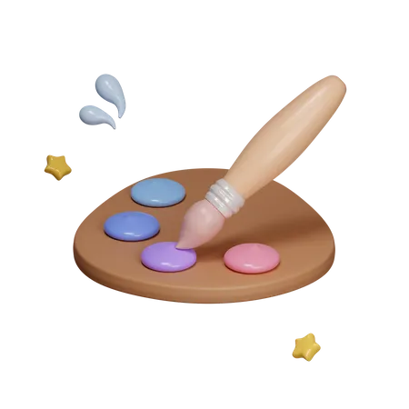 Watercolor Painting Tools With Color Palette And Paintbrush 3 D Icon Isolated On Pastel Background Clipping Path Watercolor Paint Palette With Brush 3 D Render Illustration 3D Icon
