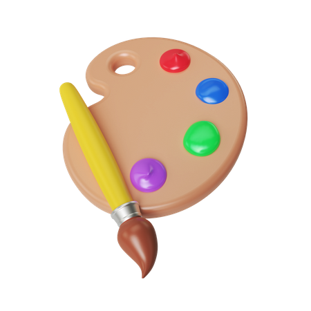 Color Palette And Brush  3D Illustration