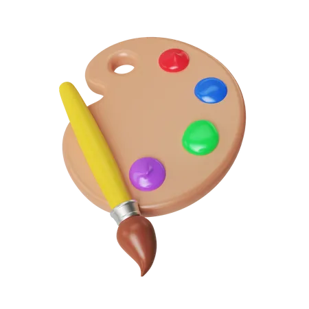 Color Palette And Brush  3D Illustration