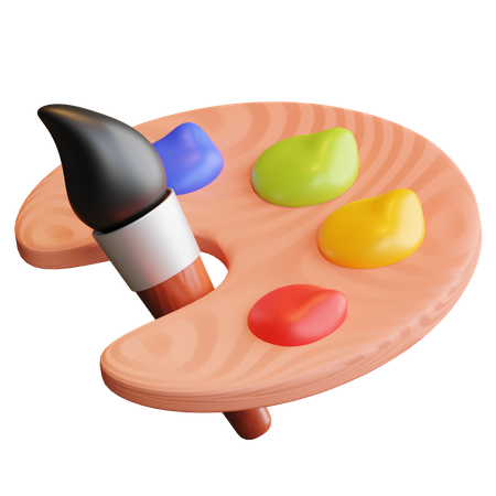 Color palette And Brush  3D Illustration