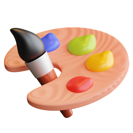 Color palette And Brush 3D Illustration