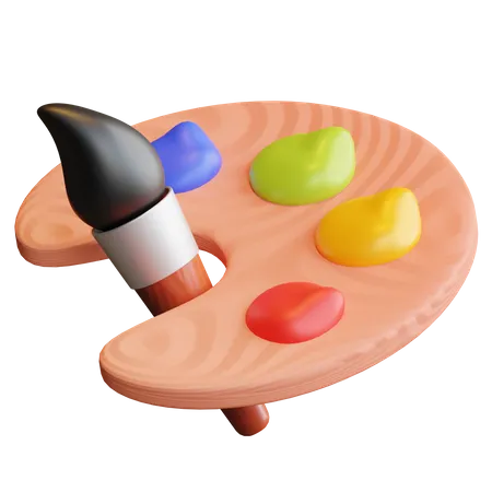 Color palette And Brush 3D Illustration