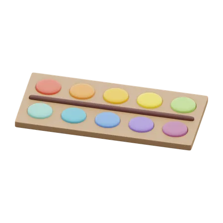 3 D Object Rendering Of Color Palette Board Icon Isolated 3D Illustration
