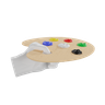 color palette holding hand 3d illustration