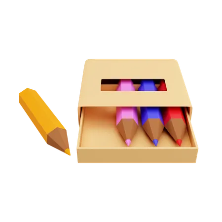 3 D Color Pencil Back To School And Education Concept Isolated On Background Icon Symbol Clipping Path 3 D Render Illustration 3D Icon
