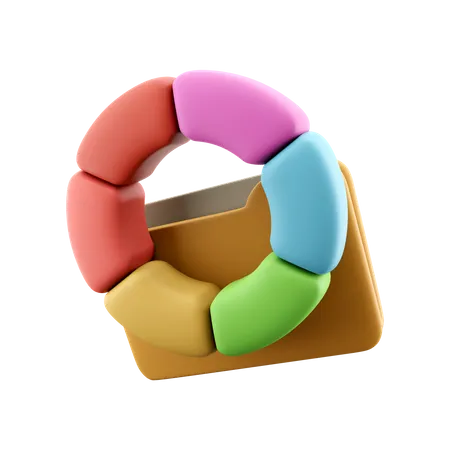 3 D Rendering Color Wheel With Folder Icon 3 D Render Save The Color Wheel In A Folder Icon 3D Icon