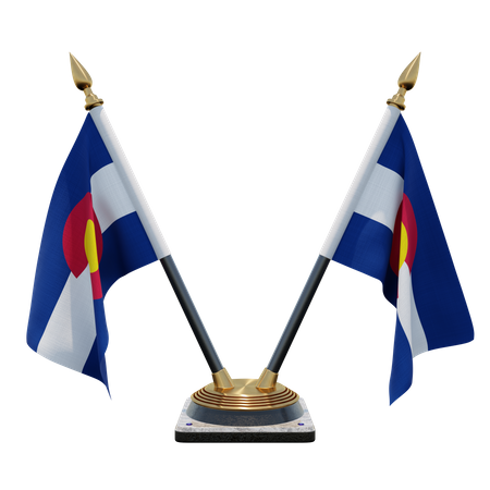 Doppelter Tischflaggenständer Colorado  3D Flag