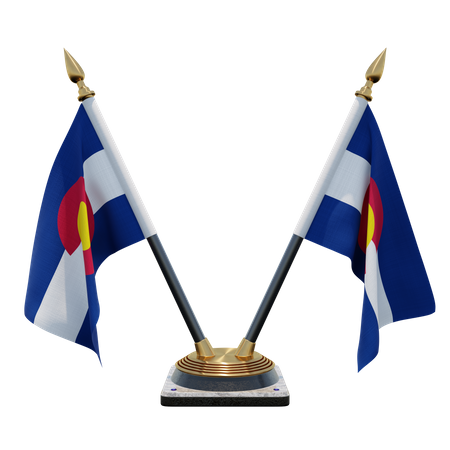 Colorado Double Desk Flag Stand  3D Flag