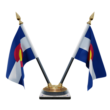 Support de drapeau de bureau double (V) Colorado  3D Icon