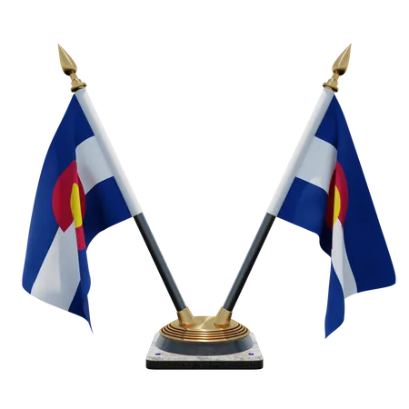 Support de drapeau de bureau double (V) Colorado  3D Icon