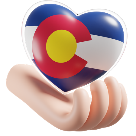 Colorado Flag Heart Hand Care 3D Icon