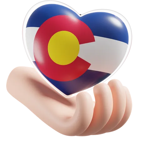 Colorado Flag Heart Hand Care  3D Icon