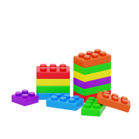 Colored Brick Block  3D Icon