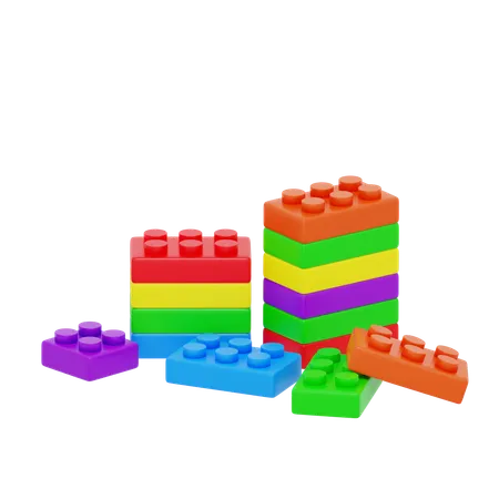 Colored Brick Block  3D Icon