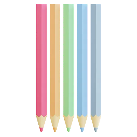 3 D Colored Pencils Illustration With Transparent Background 3D Icon