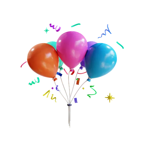 3 D Render Colorful Balloons 3D Icon