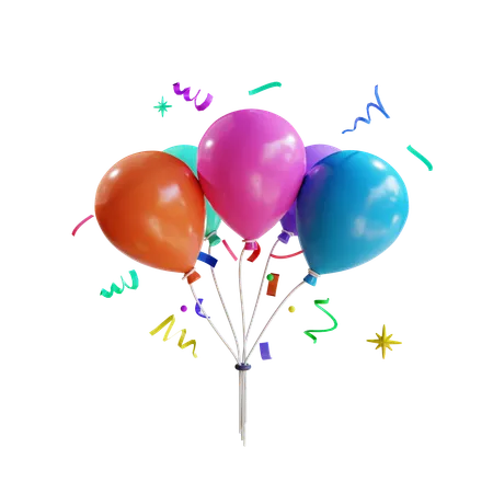 Colorful Balloons  3D Icon