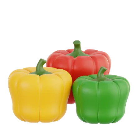 Colorful Bell Peppers  3D Illustration