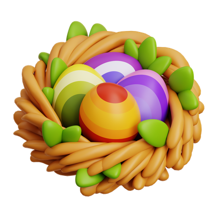 Colorful Easter Egg Nest  3D Icon