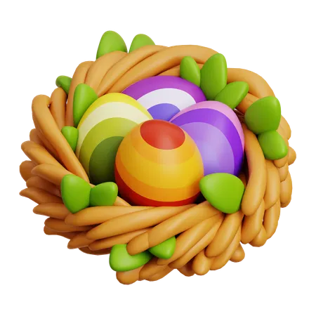 Colorful Easter Egg Nest  3D Icon