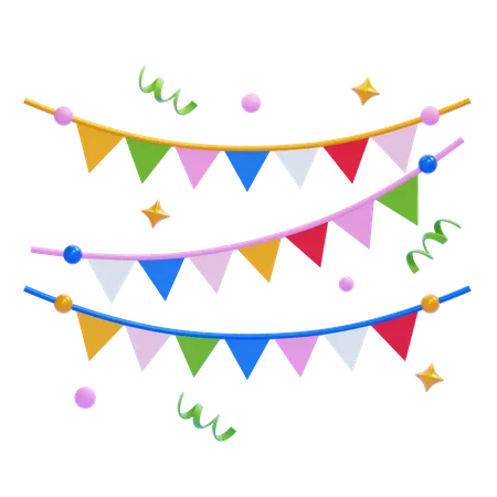Colorful Flags Garland  3D Icon