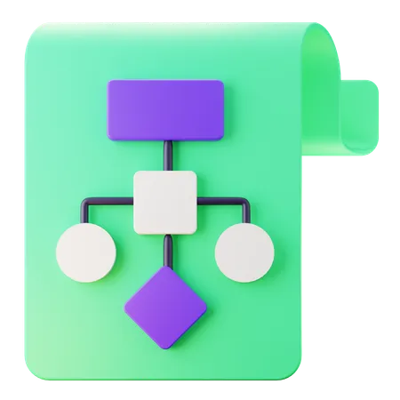 Colorful Flowchart  for Visual Representation  3D Icon