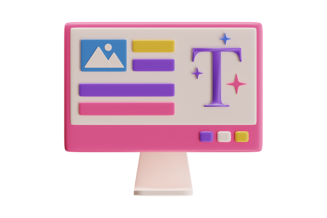 Colorful Graphic Computer Monitor  3D Icon