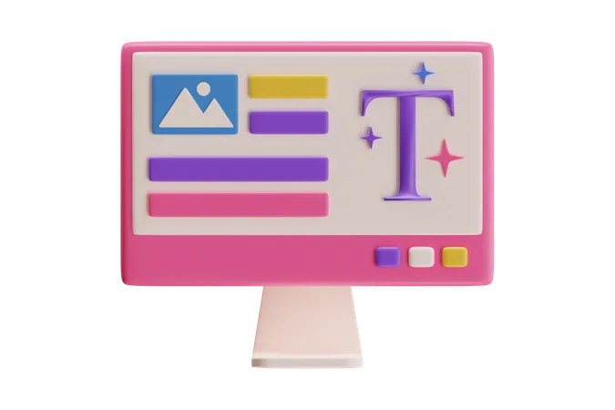 Colorful Graphic Computer Monitor  3D Icon