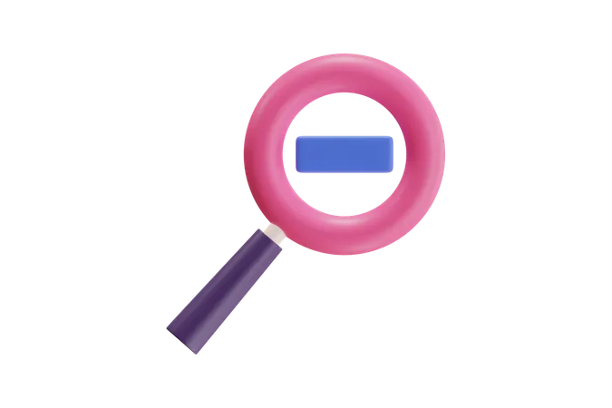 Colorful Magnifying Glass With Minus Symbol  3D Icon