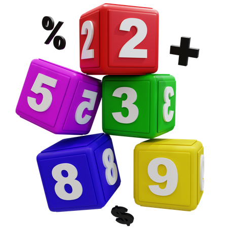 Colorful Math Dice Numbers Game  3D Icon