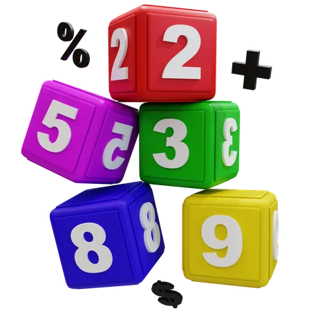 Colorful Math Dice Numbers Game  3D Icon