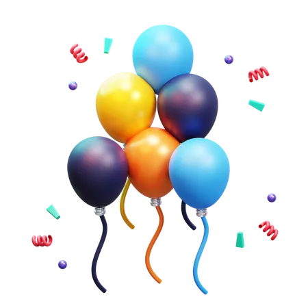 Colorful party balloons  3D Icon