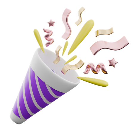 Colorful Party Confetti Popper  3D Icon