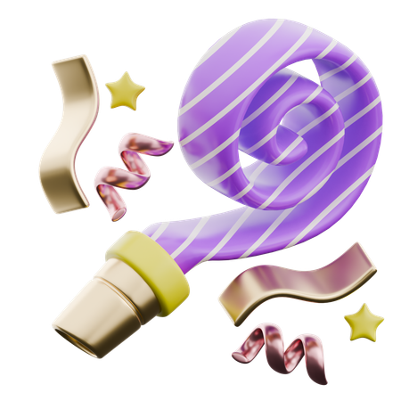 Colorful Party Whistle  3D Icon