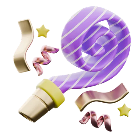 Colorful Party Whistle  3D Icon