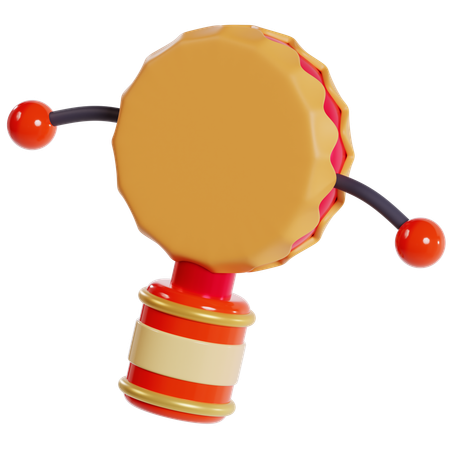 Colorful Rattle Drum Celebration  3D Icon