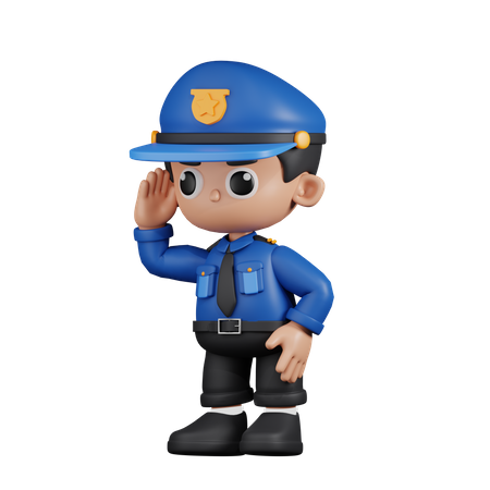 Policial olhando  3D Illustration