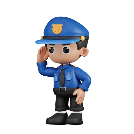 Policial olhando  3D Illustration