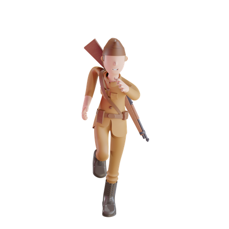 Combattant patriote marchant avec une arme à feu  3D Icon