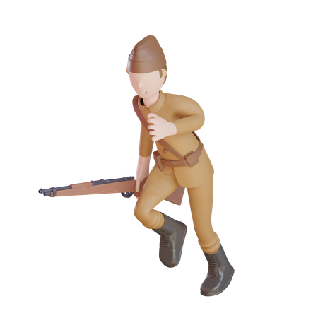 Combattant patriote marchant avec une arme à feu  3D Icon