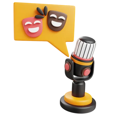 3 D Comedy Poadcast With Isolated Background 3D Icon