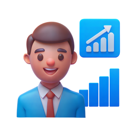 Comerciante de acciones con gráfico  3D Icon