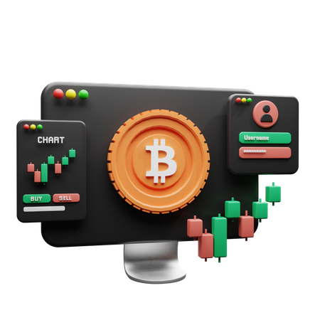 Comercio de bitcoins  3D Illustration