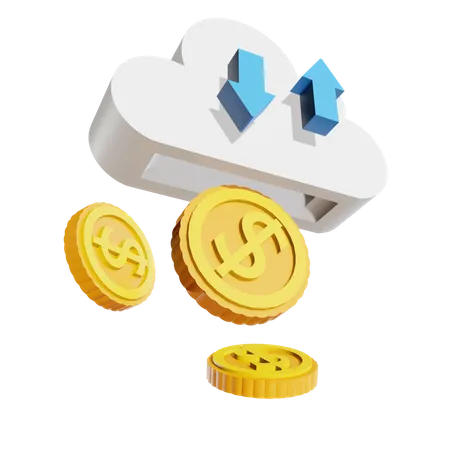 Comercio de dinero en la nube  3D Illustration