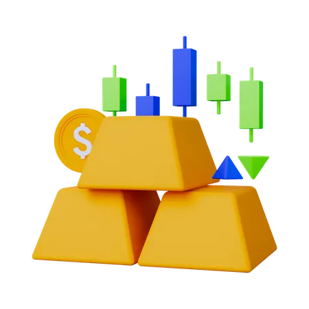 Comercio de oro  3D Icon