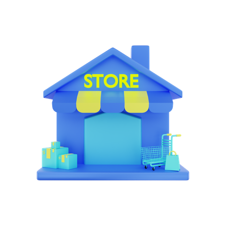 Tienda fuera de línea de comercio electrónico  3D Illustration